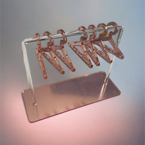 7 Pc Pink Hanger Shaped Earrings Display - Picture 2 of 4